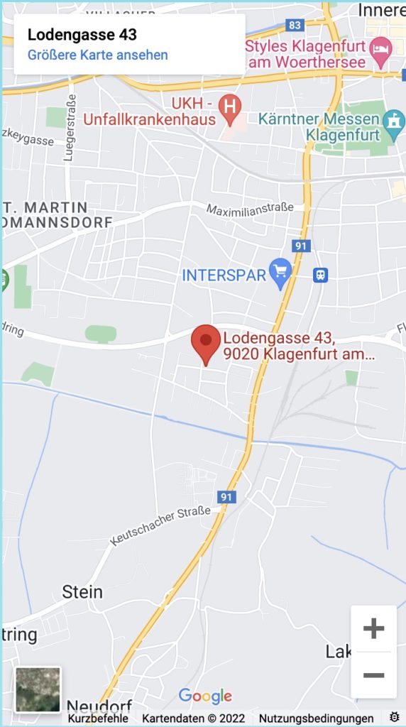 Anfahrtsplan Praxis für Psychologie und Psychotherapie Klagnefurt